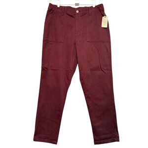 St. Johns Bay Women's Elastic Back Waistband Stretch Burgundy Pants Size 16 NWT
